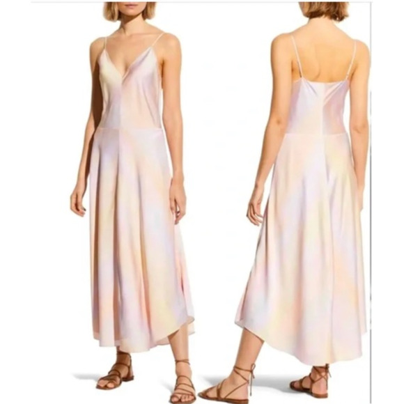 Vince Slip Dress Size L Pastel‎ Pink Tie-Dye Adjustable Strap Maxi Fairycore - Picture 1 of 5